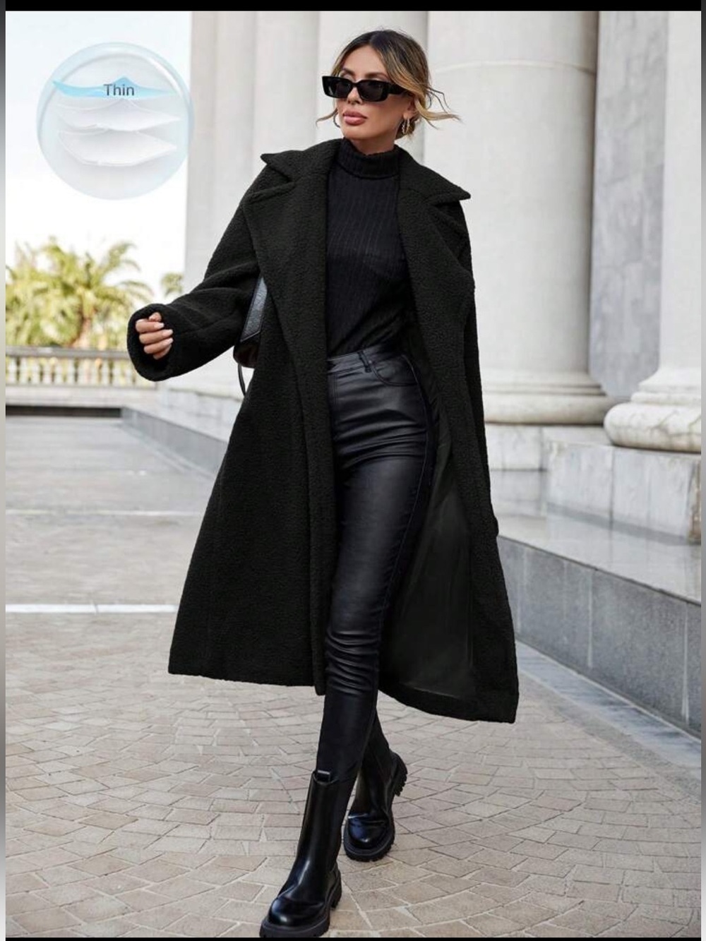 Black Textured Teddy Coat size L BNWOT